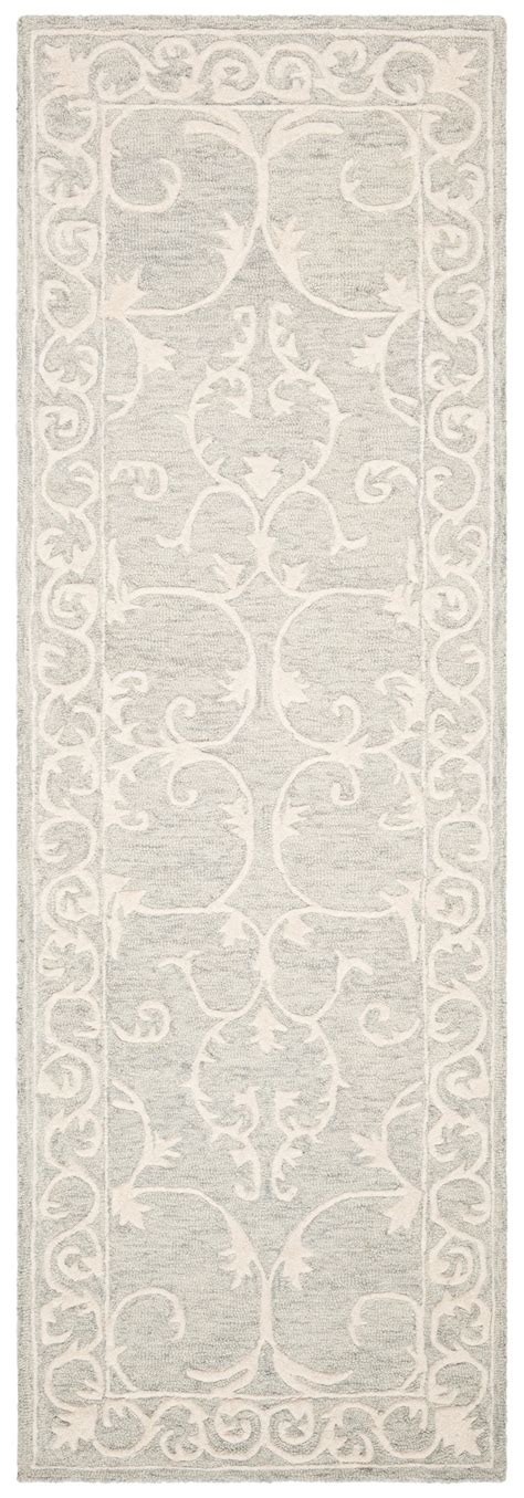 SAFAVIEH Micro-Loop Asteria Oriental Runner Rug, Light Grey/Ivory, 2'3 ...
