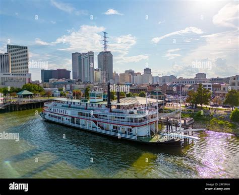 New Orleans, LA, USA - July 21, 2023: Aerial photo Steamboat Natchez ...