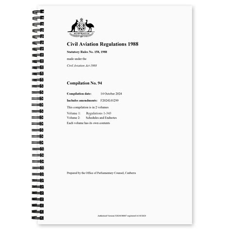 CASA Civil Aviation Regulations 1988 (Volume 1 & 2)