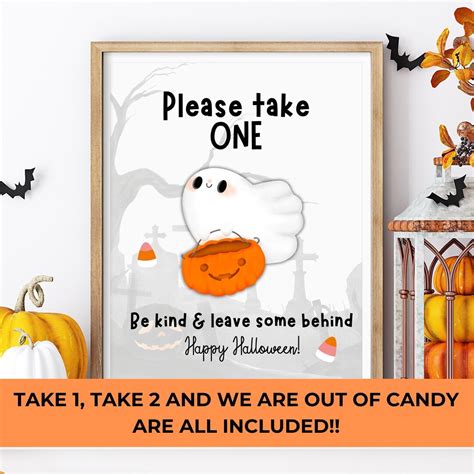 Please Take One Sign Halloween Printable, Out of Candy Sign, Trick or ...