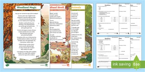 KS2 Woodland Poetry Differentiated Reading Comprehension Activity