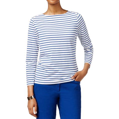 Anne Klein Women's Striped Boatneck Top, Mariner Combo, X-Small ...