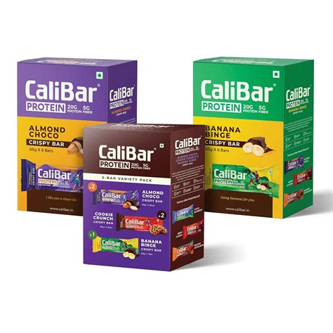 CaliBar 20g Protein Bar - 6 Bars Almond Choco + 6 Bars Banana Binge ...