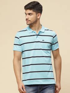 Cloak & Decker By Monte Carlo Striped Men Polo Neck Blue T-Shirt - Buy ...