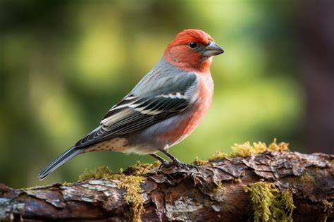 Ptak z czerwoną głową i czarnymi piórami siedzi na gałęzi. | Premium ...