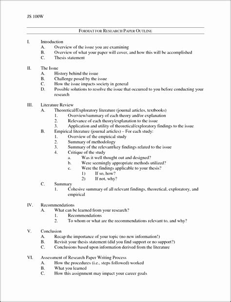 Image result for APA Research Paper Outline Example