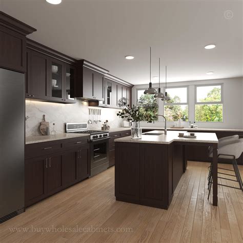 Dark Kitchen Cabinets With Valance