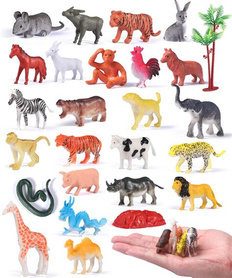 JIABEIBAO TOYS Safari Animals Figures Toys,28 Piece Mini Realistic ...