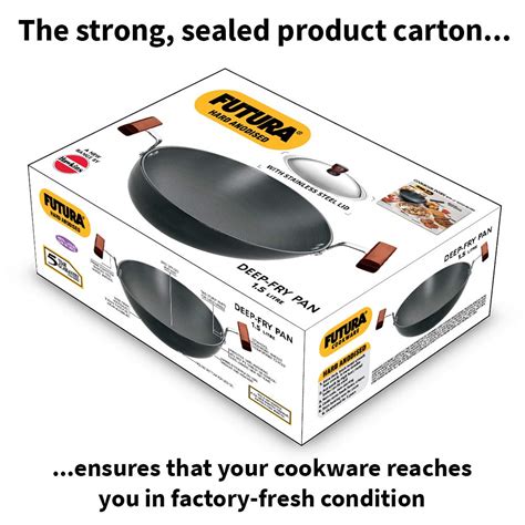 Hawkins Futura 1.5 Litre Deep Fry Pan, Hard Anodised Kadai with Stainl ...