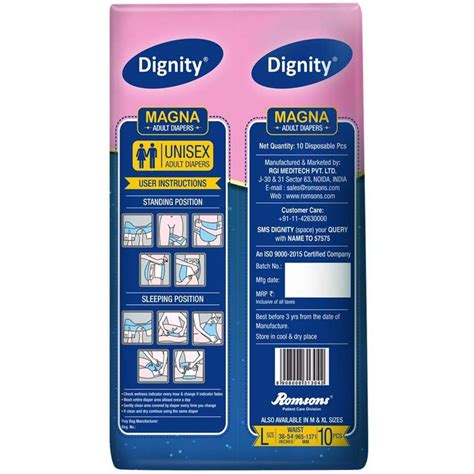 Dignity Magna Adult Diaper Pants Large, 10 Count Price, Uses, Side ...