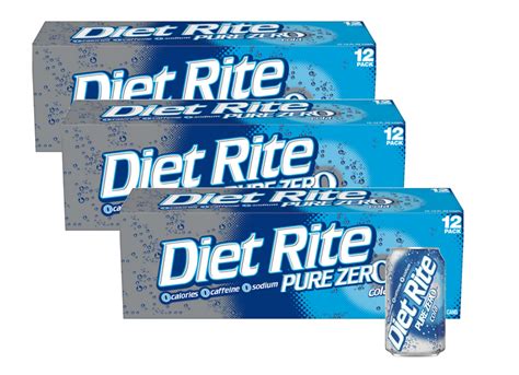 Buy Diet Rite Pure Zero Cola Original Soda Soft Drink Cans - 3 Cases ...