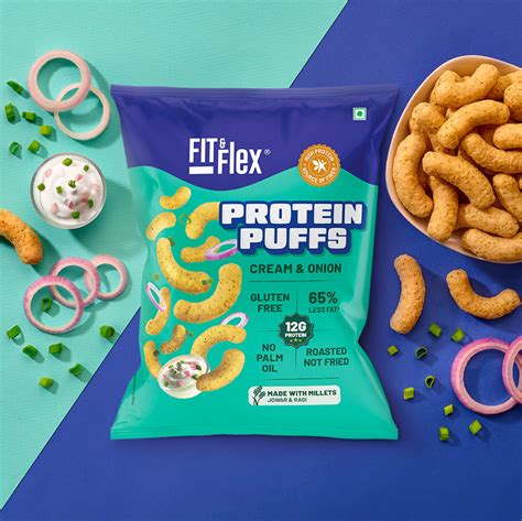 Protein Puffs - Cream & Onion | Healthy Roasted Snack with Jowar & Rag ...