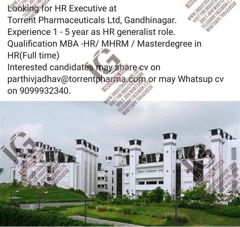 Torrent Pharma Gandhinagar jobs for HR Executive apply now