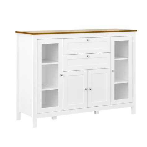 Buy HOMCOM 47 Modern Buffet Cabinet, Storage Sideboard with Glass Door ...