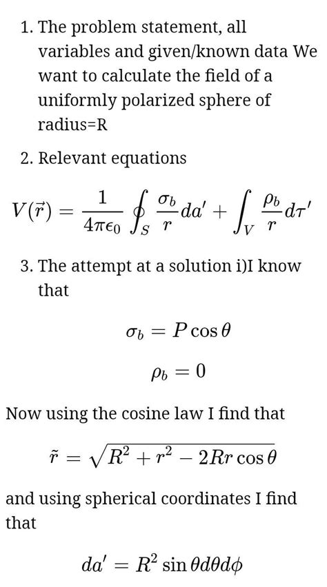 Find the electric field produced by a uniformly polarized sphere of ...