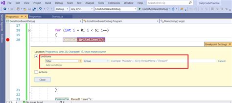 Image result for Conditional Breakpoint Visual Studio