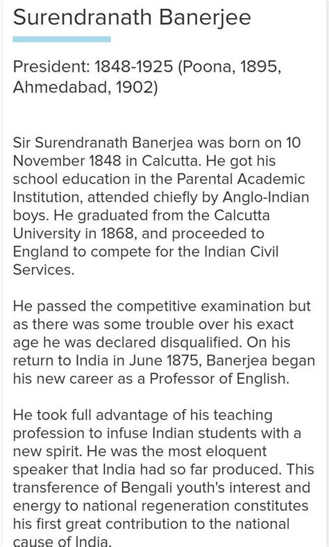 Detail study over Surendranath Banerjee. - Brainly.in