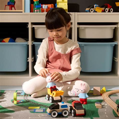 LILLABO 3-piece vehicle set, excavator police car/race car multicolour ...