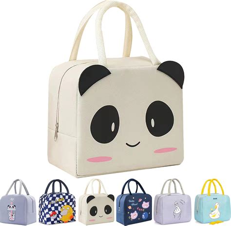 Amazon.com: YUNQIDUO Boys and Girls Kids Lunch Bag, Panda Lunch Bag Box ...