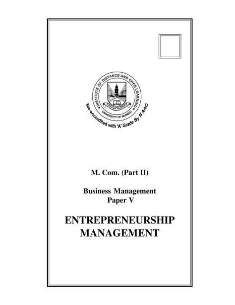 Management- Paper-V- Entrepreneurship-Management-final-book - M. Com ...