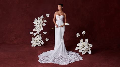 Holland: Strapless Chiffon A-Line Wedding Dress with Sheer Bodice | Justin Alexander