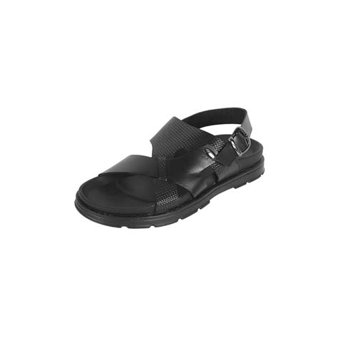 Metro Men's Black Leather Textured Casual Sandals UK/6 EU/40 (18-776 ...