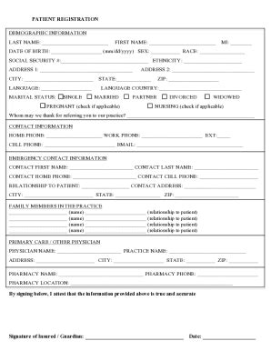 Fillable Online PATIENT DEMOGRAPHIC INFORMATION - ADULT Please ... Fax ...