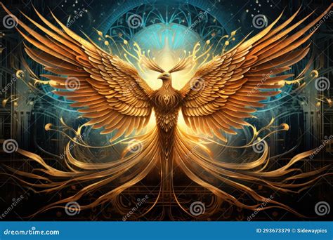 Gilded Phoenixes, Symbols of Rebirth and Resurrection, with Feathers of ...