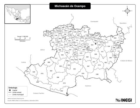 Mapas de Michoacán - A color, blanco y negro y para imprimir