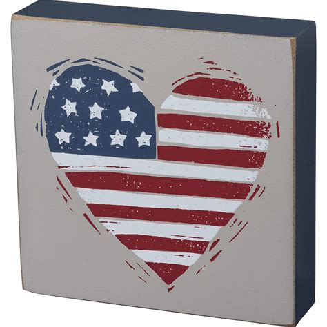 Primitives by Kathy Rustic Americana Block Sign - Patriotic USA Flag ...