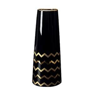 Buy 9.5'' Black Gold Finish Ceramic Flower Vase Home Decor Vase and ...
