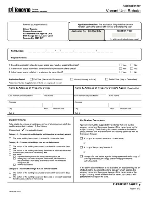Toronto F002074A Form - Fill Online, Printable, Fillable, Blank - pdfFiller