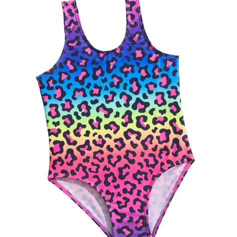 Little Girl Swimsuit One-Piece Swimming Leopard Print Bathing Suit ...