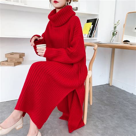 Ladies Red Sweater Dress