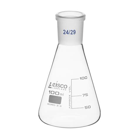Flask Conical 100ml, Socket size 24/29, narrow neck, with interchangea ...