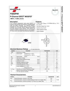 FQD2P40TM MOSFET Datasheet pdf - Equivalent. Cross Reference Search