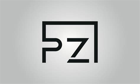 Letter PZ logo design. PZ logo with square shape in black colors vector ...