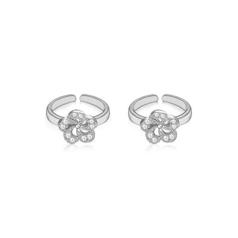Buy Silver Flower Toe Rings Online in India | AVNI