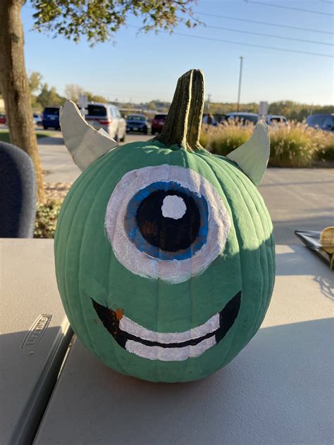 Mike Wazowski Painted Pumpkin