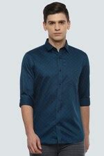 Buy Men Navy Super Slim Fit Print Full Sleeves Casual Shirt Online ...