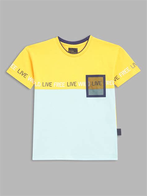Shop Blue Giraffe Boys Yellow Solid Round Neck TShirt Online – Iconic India