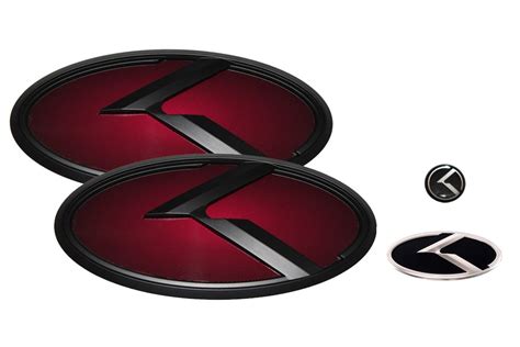 Buy 3D K Logo Emblem Red & Black Edition Set 4pc Front + Rear ...