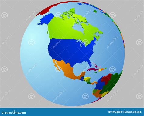 North America globe map stock vector. Illustration of worldwide - 12433304
