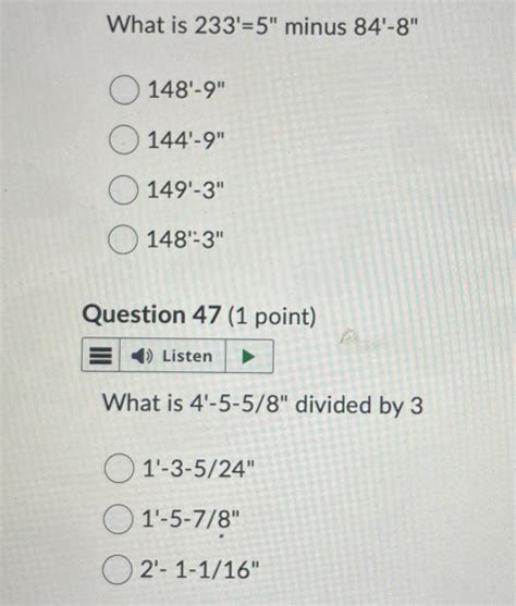 Solved What is 233′=5′′ minus 84′−8′′ | Chegg.com