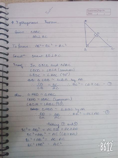 Prove that in a right angled triangle square of the hypotenuse is equal ...