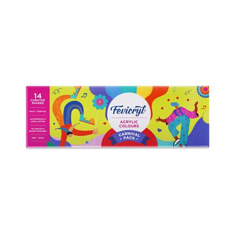 Fevicryl Carnival Kit, 10 ml x 14 Acrylic Colour in Primary, Pastel ...