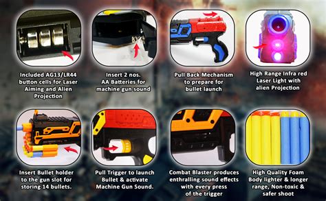Wembley Blaster Guns with Laser Light & Music, Foam Bullets with 14 ...