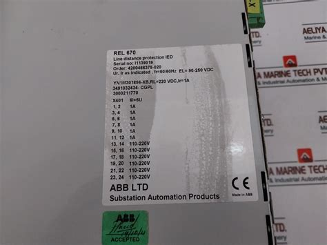 Abb Rel 670 Line Distance Protection Relay 90-250 Vdc 50/60Hz 1A ...