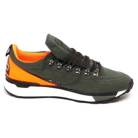F3136 sneaker uomo tissue BARRACUDA scarpe green/orange shoe man