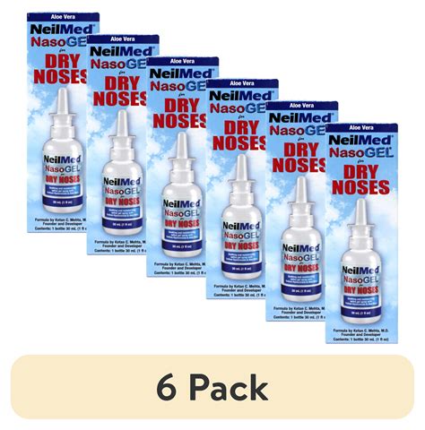(6 pack) NasoGel Water Soluble Saline Nasal Gel Spray for Dry Noses by ...